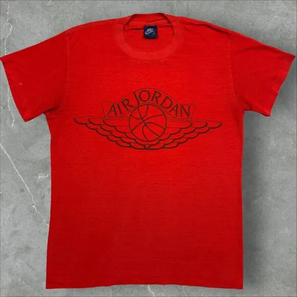 Vintage Original 1980’s Air Jordan Wings Logo Chicago Red Nike Blue Tag Shirt -M - Picture 1 of 8